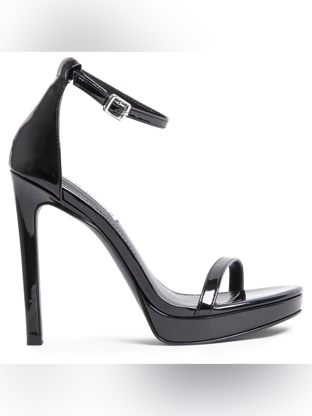 Steve Madden Black Patent Ankle-Strap Heels WAFER BLACK PATENT